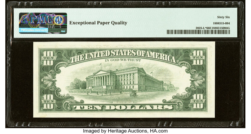 image for: Fr. 2025-L* $10 1981 Federal Reserve Star Note. PMG Gem Uncirculated 66 EPQ....