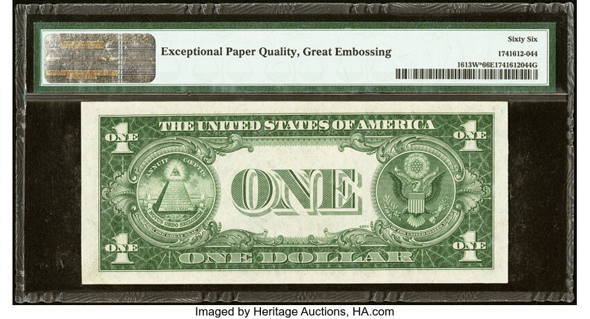 image for: Fr. 1613W* $1 1935D Silver Certificate Star Note. *-B Block. PMG Gem Uncirculated 66 EPQ....