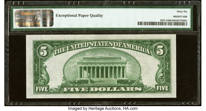 image for: Fr. 1957-G $5 1934A Federal Reserve Note. PMG Gem Uncirculated 66 EPQ....