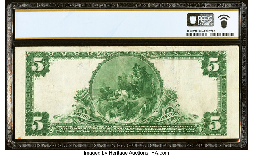 image for: Santa Barbara, CA - $5 1902 Plain Back Fr. 603 The First National Trust & Savings Bank Ch. # 2104 PCGS Banknote Very Fine 30....