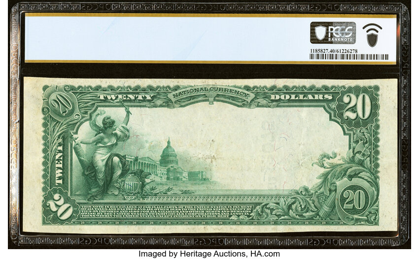 image for: Oak Hill, WV - $20 1902 Plain Back Fr. 660 The Oak Hill National Bank Ch. # (S)12075 PCGS Banknote Extremely Fine 40....