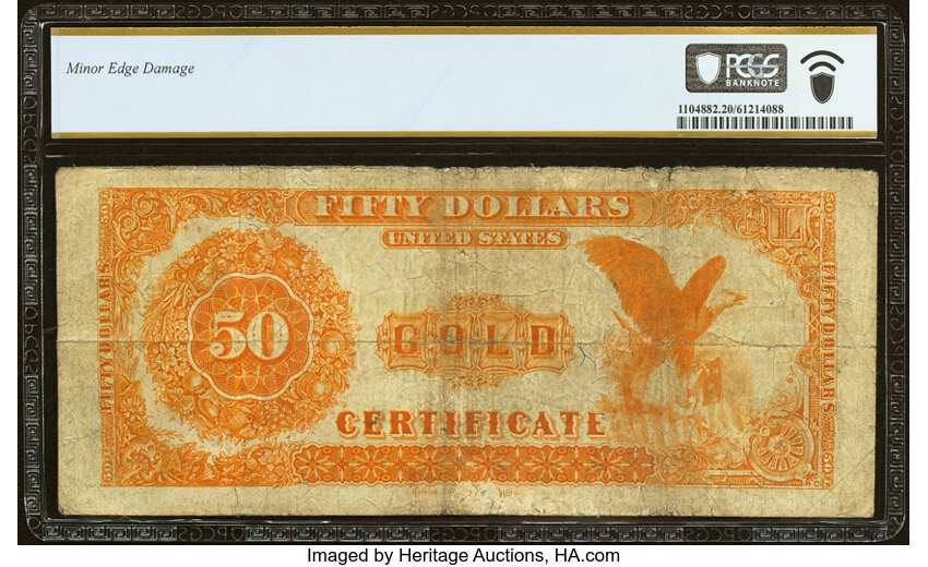 image for: Fr. 1197 $50 1882 Gold Certificate PCGS Banknote Very Fine 20....