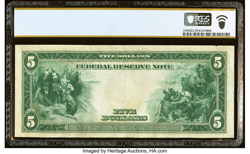 image for: Fr. 855a $5 1914 Federal Reserve Note PCGS Banknote Choice VF 35....