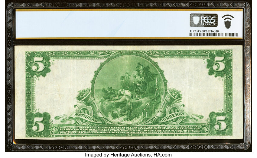 image for: Spokane, WA - $5 1902 Plain Back Fr. 602 The Old National Bank & Union Trust Company Ch. # 4668 PCGS Banknote Very Fine 30 PPQ...