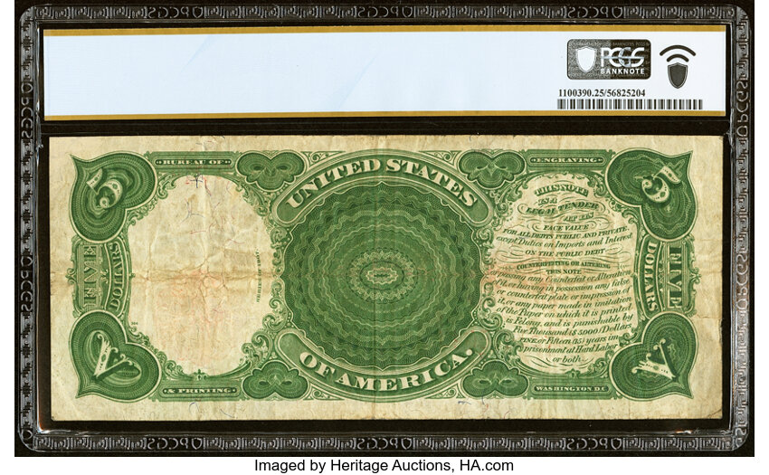 image for: Fr. 91* $5 1907 Legal Tender Star Note PCGS Banknote Very Fine 25....