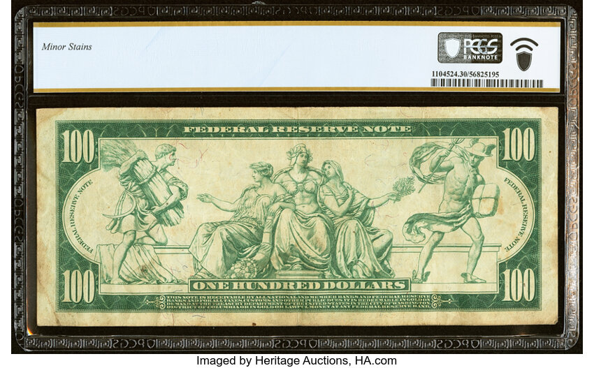 image for: Fr. 1104 $100 1914 Federal Reserve Note PCGS Banknote Very Fine 30....
