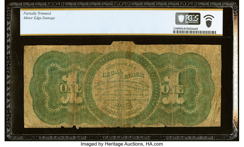 image for: Low Serial Number 5 Fr. 16c $1 1862 Legal Tender PCGS Banknote Very Good 8 Details....