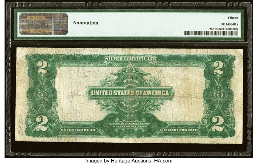 image for: Fr. 255 $2 1899 Silver Certificate PMG Choice Fine 15....