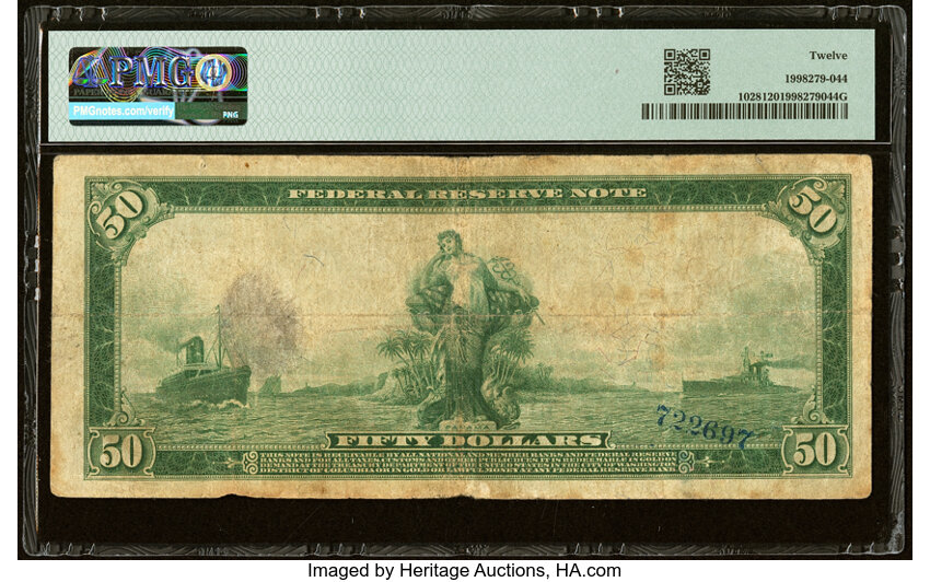 image for: Fr. 1028 $50 1914 Federal Reserve Note PMG Fine 12....