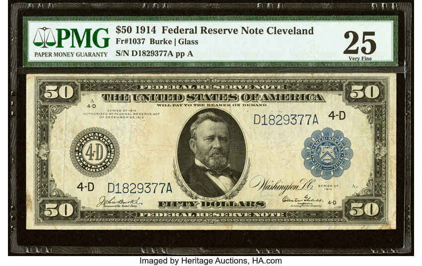 image for: Fr. 1037 $50 1914 Federal Reserve Note PMG Very Fine 25....