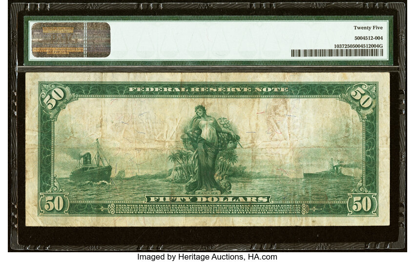 image for: Fr. 1037 $50 1914 Federal Reserve Note PMG Very Fine 25....