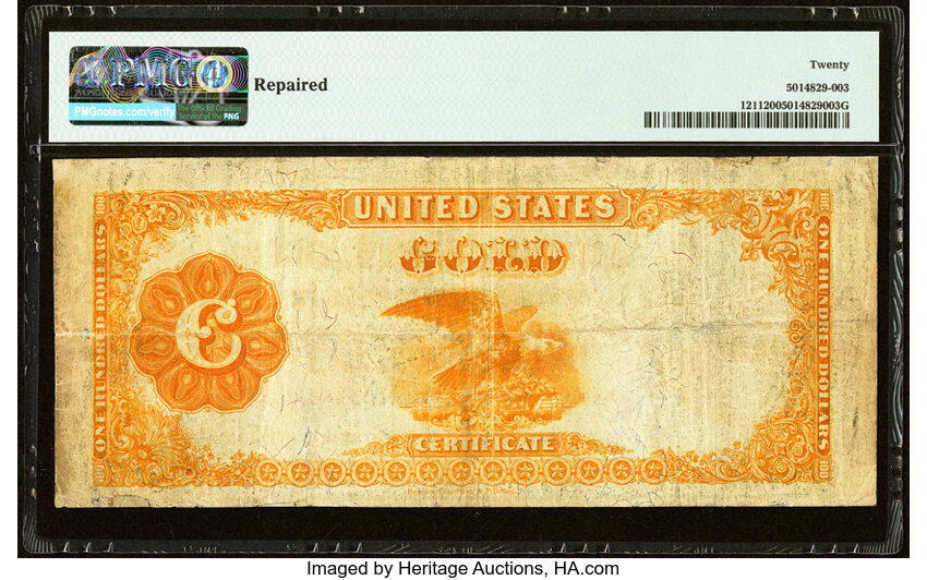 image for: Fr. 1211 $100 1882 Gold Certificate PMG Very Fine 20....