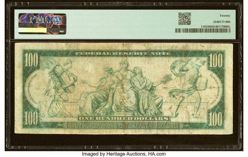 image for: Fr. 1104 $100 1914 Federal Reserve Note PMG Very Fine 20....