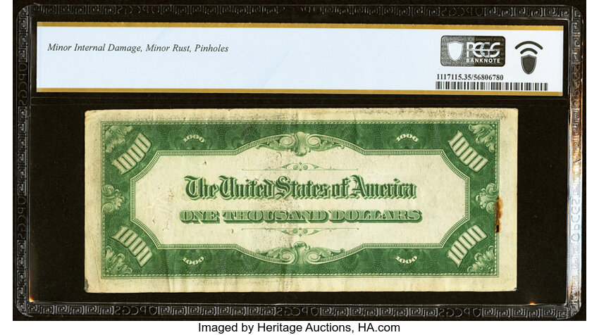 image for: Fr. 2211-H $1,000 1934 Light Green Seal Federal Reserve Note. PCGS Banknote Choice VF 35....
