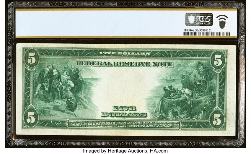 image for: Fr. 863a $5 1914 Federal Reserve Note PCGS Banknote About Unc 50....