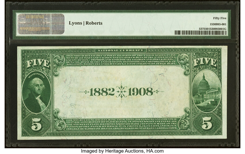 image for: Saint Louis, MO - $5 1882 Date Back Fr. 537 The State National Bank Ch. # (M)5172 PMG About Uncirculated 55....