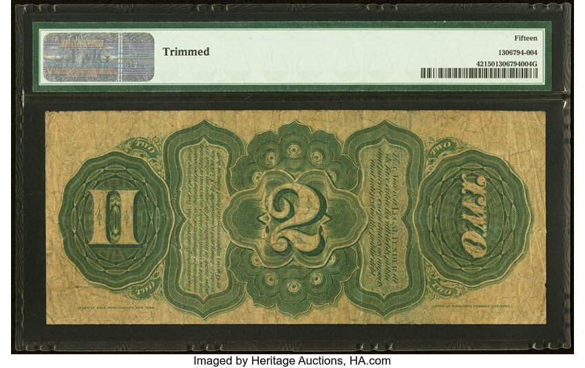 image for: Fr. 42 $2 1869 Legal Tender PMG Choice Fine 15....