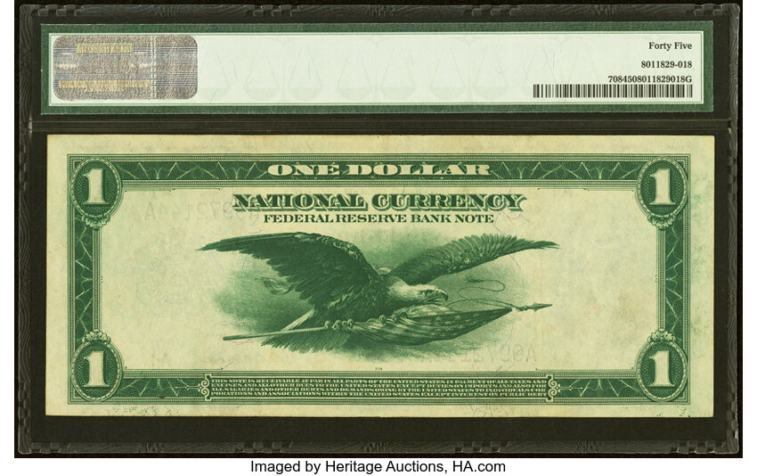 image for: Fr. 708 $1 1918 Federal Reserve Bank Note PMG Choice Extremely Fine 45....