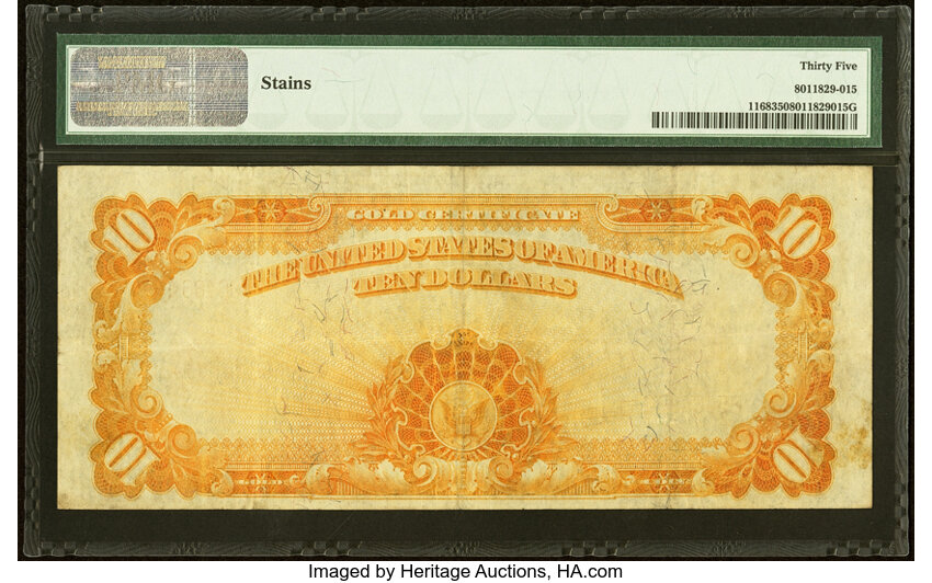 image for: Fr. 1168 $10 1907 Gold Certificate PMG Choice Very Fine 35....