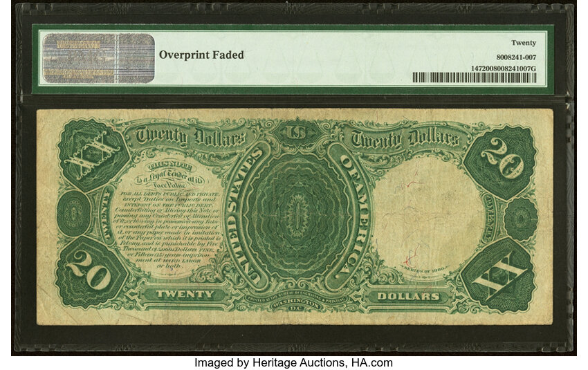 image for: Fr. 147 $20 1880 Legal Tender PMG Very Fine 20....