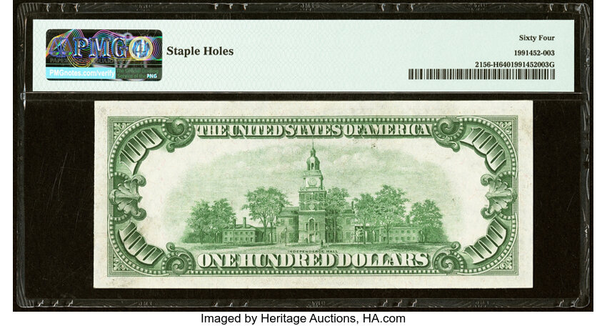 image for: Fr. 2156-H $100 1934D Federal Reserve Note. PMG Choice Uncirculated 64....