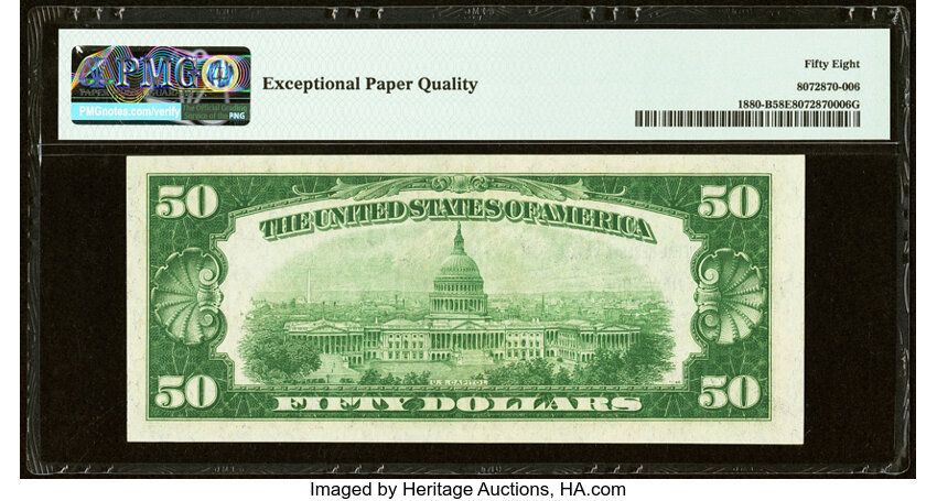 image for: Fr. 1880-B $50 1929 Federal Reserve Bank Note. PMG Choice About Unc 58 EPQ....