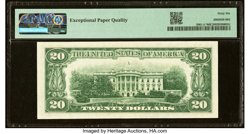 image for: Fr. 2061-L* $20 1950B Federal Reserve Star Note. PMG Gem Uncirculated 66 EPQ....
