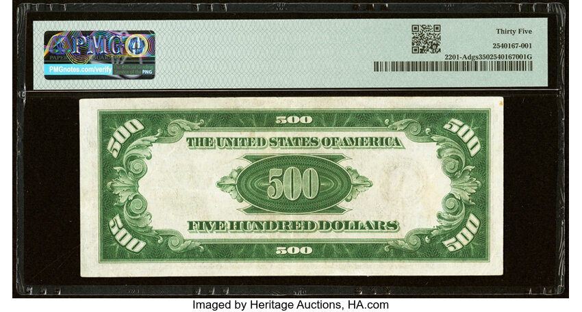 image for: Fr. 2201-A $500 1934 Federal Reserve Note. PMG Choice Very Fine 35....