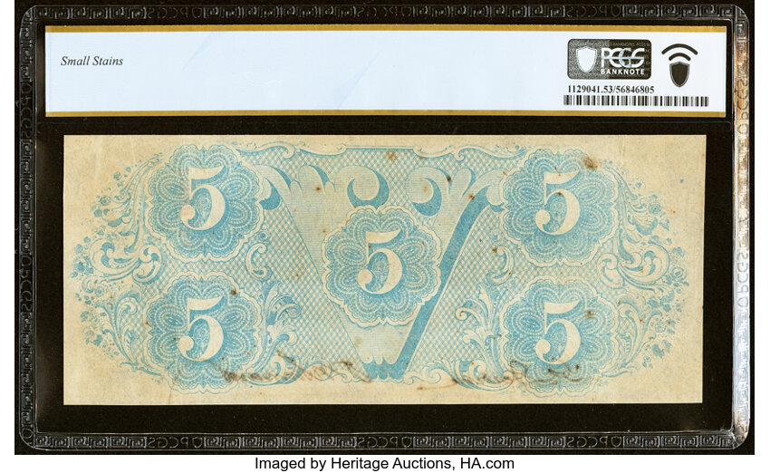 image for: T60 $5 1863 PF-27 Cr. 464 PCGS Banknote About Unc 53....