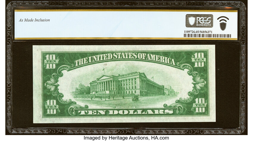 image for: Fr. 2000-I $10 1928 Federal Reserve Note. PCGS Banknote Gem Unc 65 PPQ....