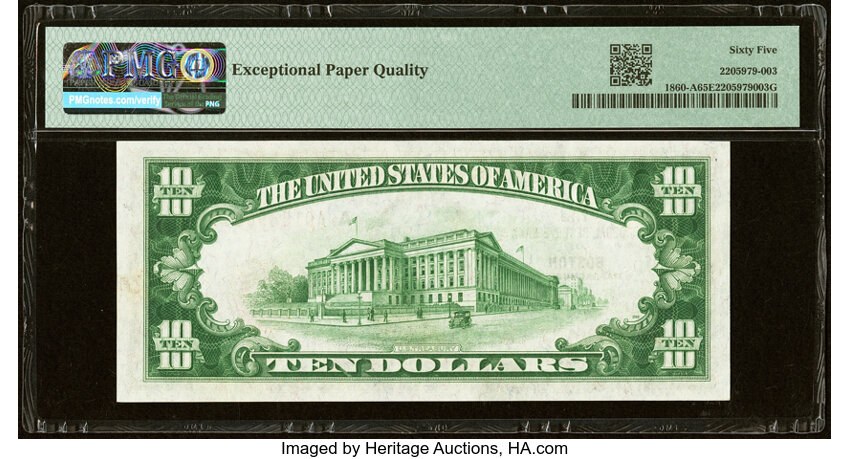 image for: Fr. 1860-A $10 1929 Federal Reserve Bank Note. PMG Gem Uncirculated 65 EPQ....