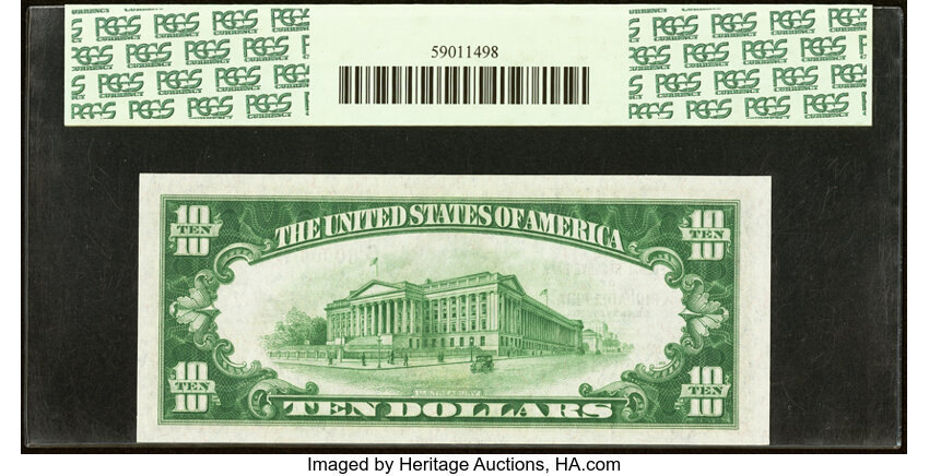 image for: Low Serial Number 15 Fr. 1860-C $10 1929 Federal Reserve Bank Note. PCGS Gem New 66PPQ....