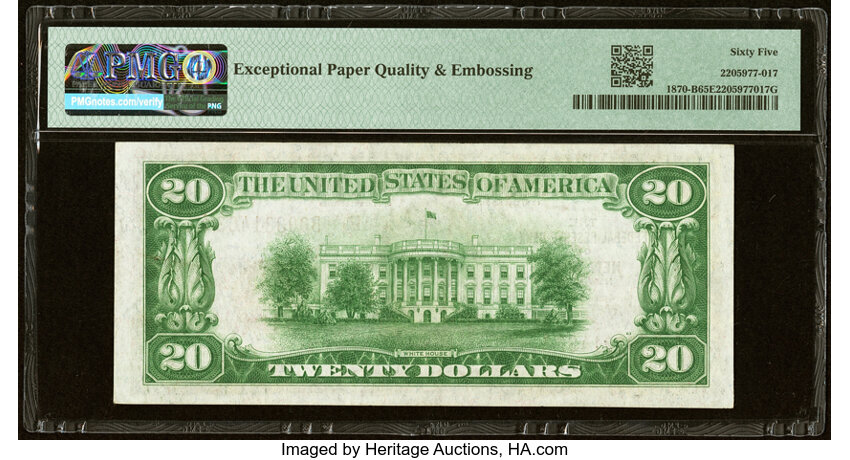 image for: Fr. 1870-B $20 1929 Federal Reserve Bank Note. PMG Gem Uncirculated 65 EPQ....