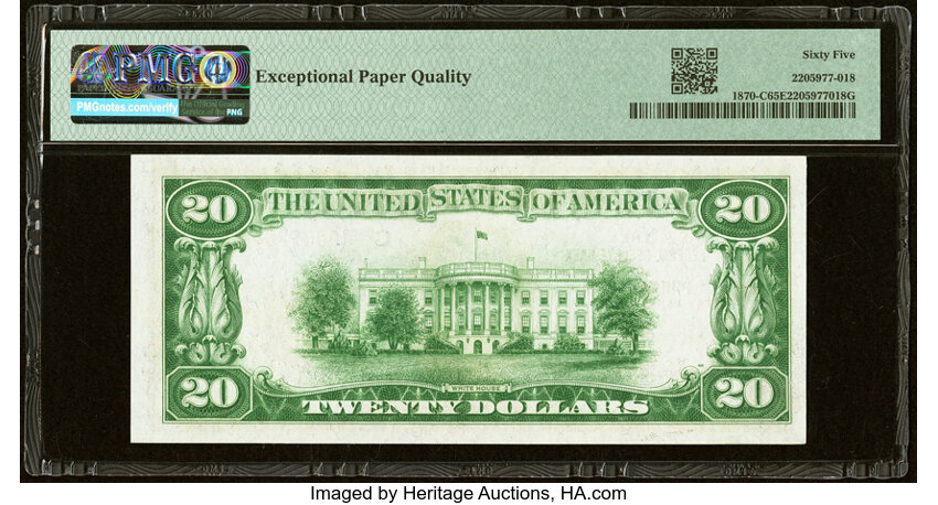 image for: Fr. 1870-C $20 1929 Federal Reserve Bank Note. PMG Gem Uncirculated 65 EPQ....
