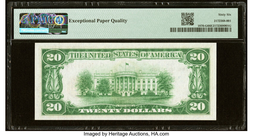 image for: Fr. 1870-G $20 1929 Federal Reserve Bank Note. PMG Gem Uncirculated 66 EPQ....