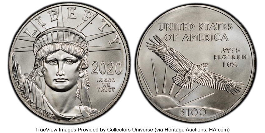 image for: 2020 $100 One Ounce Statue of Liberty MS69 PCGS. PCGS Population: 45 in 69, 20 finer (11/25). CDN: $1,596.02 Whsle. Bid for...