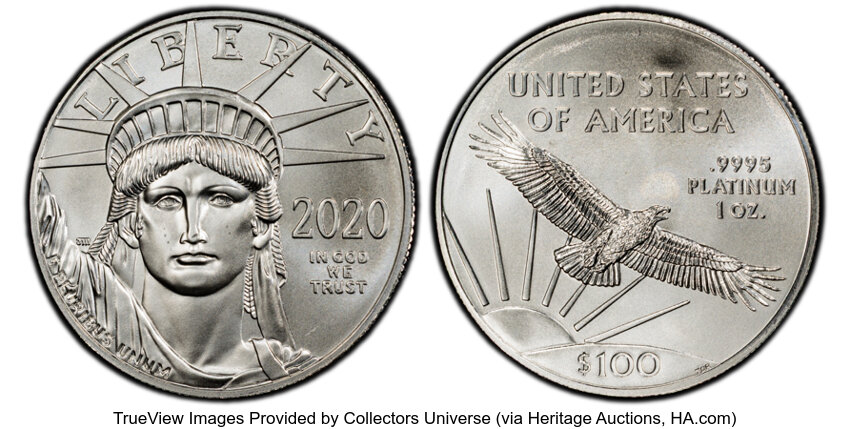 image for: 2020 $100 One Ounce Statue of Liberty MS69 PCGS. PCGS Population: 45 in 69, 20 finer (11/25). CDN: $1,596.02 Whsle. Bid for...