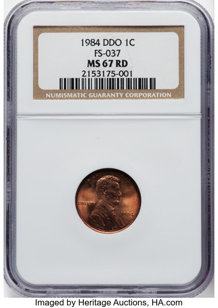 image for: 1984 1C Doubled Die Obverse, FS-101, MS67 Red NGC. Formerly FS-037.  CDN: $450 Whsle. Bid for NGC/PCGS MS67. Mintage 8,151,...