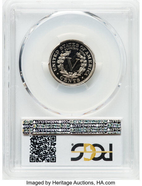 image for: 1907 5C PR65 Cameo PCGS. PCGS Population: 4 in 65 Cameo, 22 finer (12/25). Mintage 1,475. ...