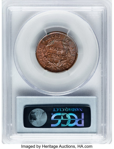 image for: 1828 1/2 C 13 Stars, C-3, B-2, R.1, MS62 Red and Brown PCGS. CDN: $500 Whsle. Bid for NGC/PCGS MS62. Mintage 606,000. ...