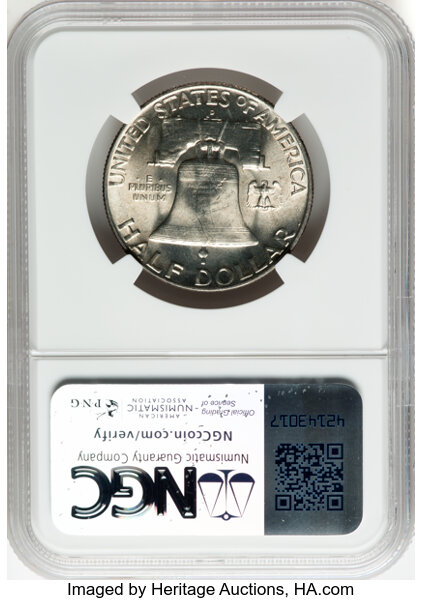 image for: 1953-D 50C "Bugs Bunny", FS-401, MS64 Full Bell Lines NGC. Bill Fivaz, Variety Expert, Authentic Hand-Signed. NGC Census: 0...