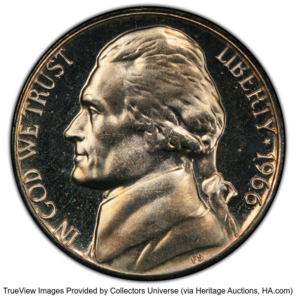 image for: 1966 5C SMS, SP65 Deep Cameo PCGS. PCGS Population: 6 in 65 Deep Cameo, 48 finer (12/25). CDN: $200 Whsle. Bid for NGC/PCGS...