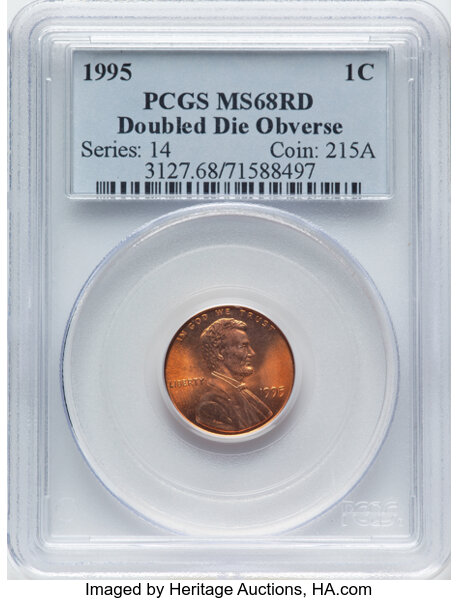 image for: 1995 1C Doubled Die Obverse, FS-101, MS68 Red PCGS. ...