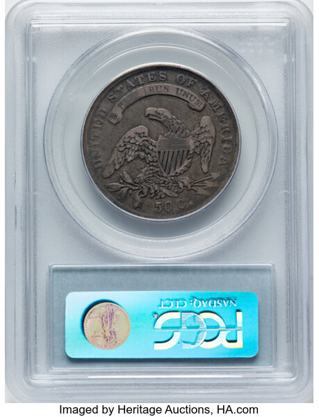 image for: 1834 50C Small Date, Small Letters, O-114, R.1, Fine 15 PCGS. Ex: Manhattan Collection. PCGS Population: 2 in 15, 39 finer ...