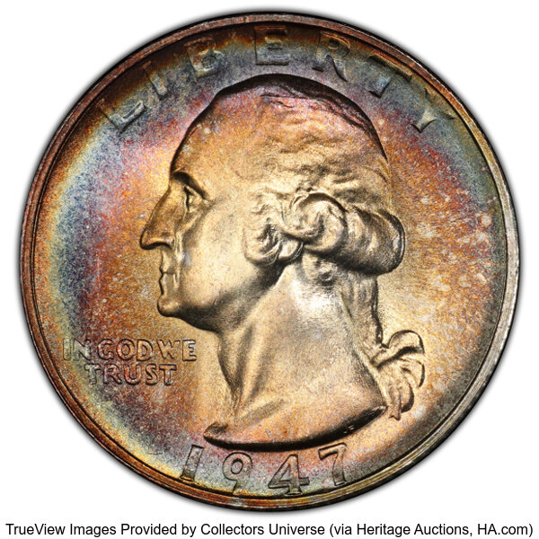 image for: 1947-S/S 25C RPM FS-502, MS67+ PCGS. PCGS Population: 20 in 67 (5 in 67+), 0 finer (10/25). CDN: $250 Whsle. Bid for NGC/PC...