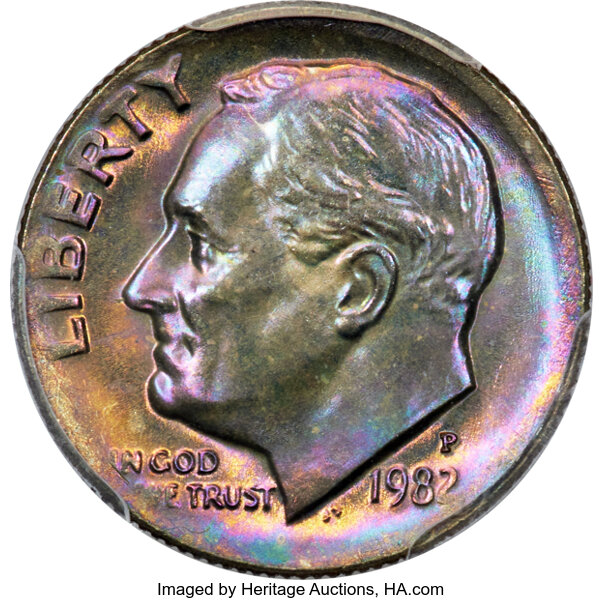 image for: 1982-P 10C MS66 PCGS.  CDN: $60 Whsle. Bid for NGC/PCGS MS66. Mintage 519,475,000....