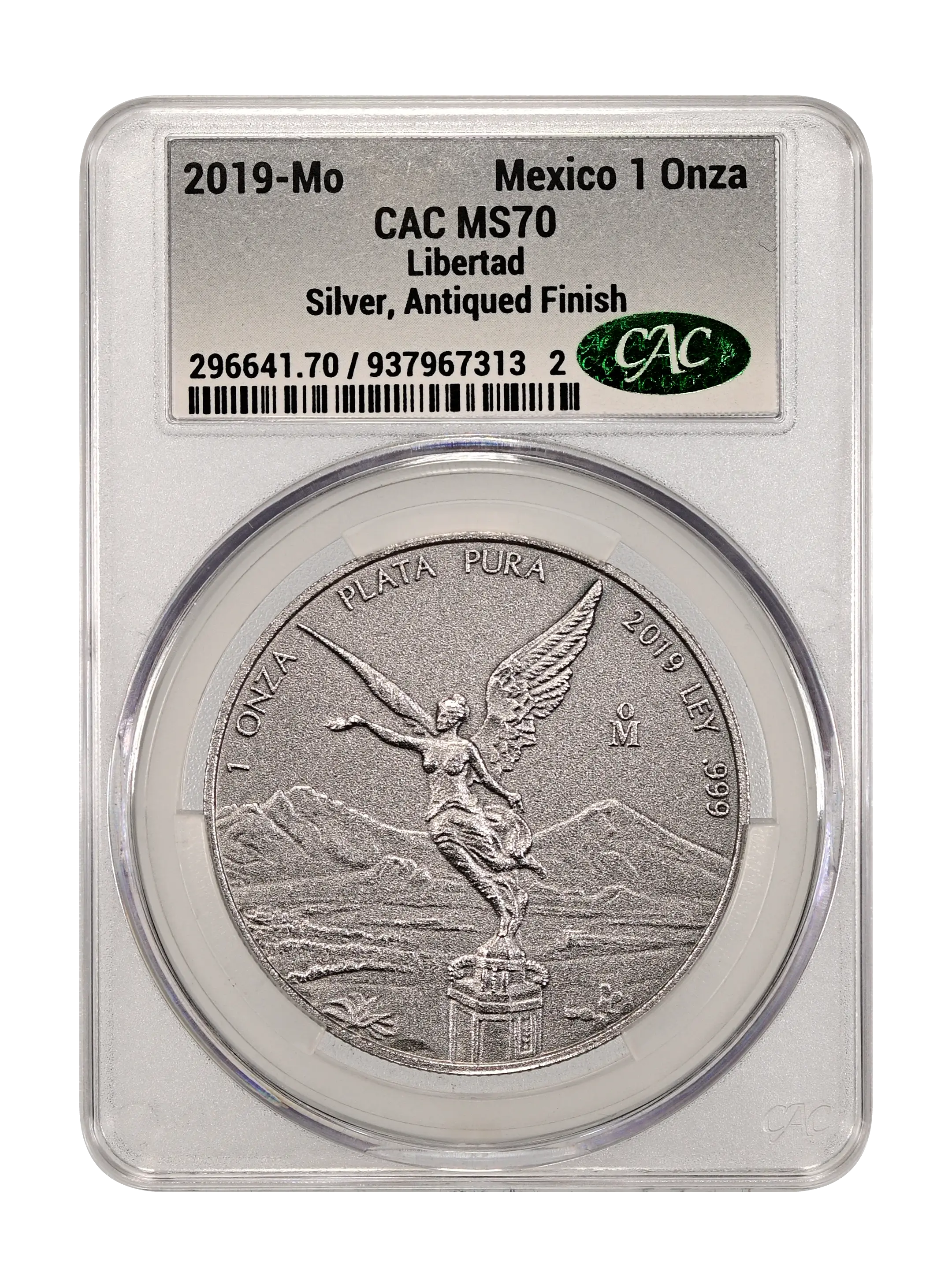 2019-Mo 1 Onza Libertad, Silver, Antiqued Finish MS