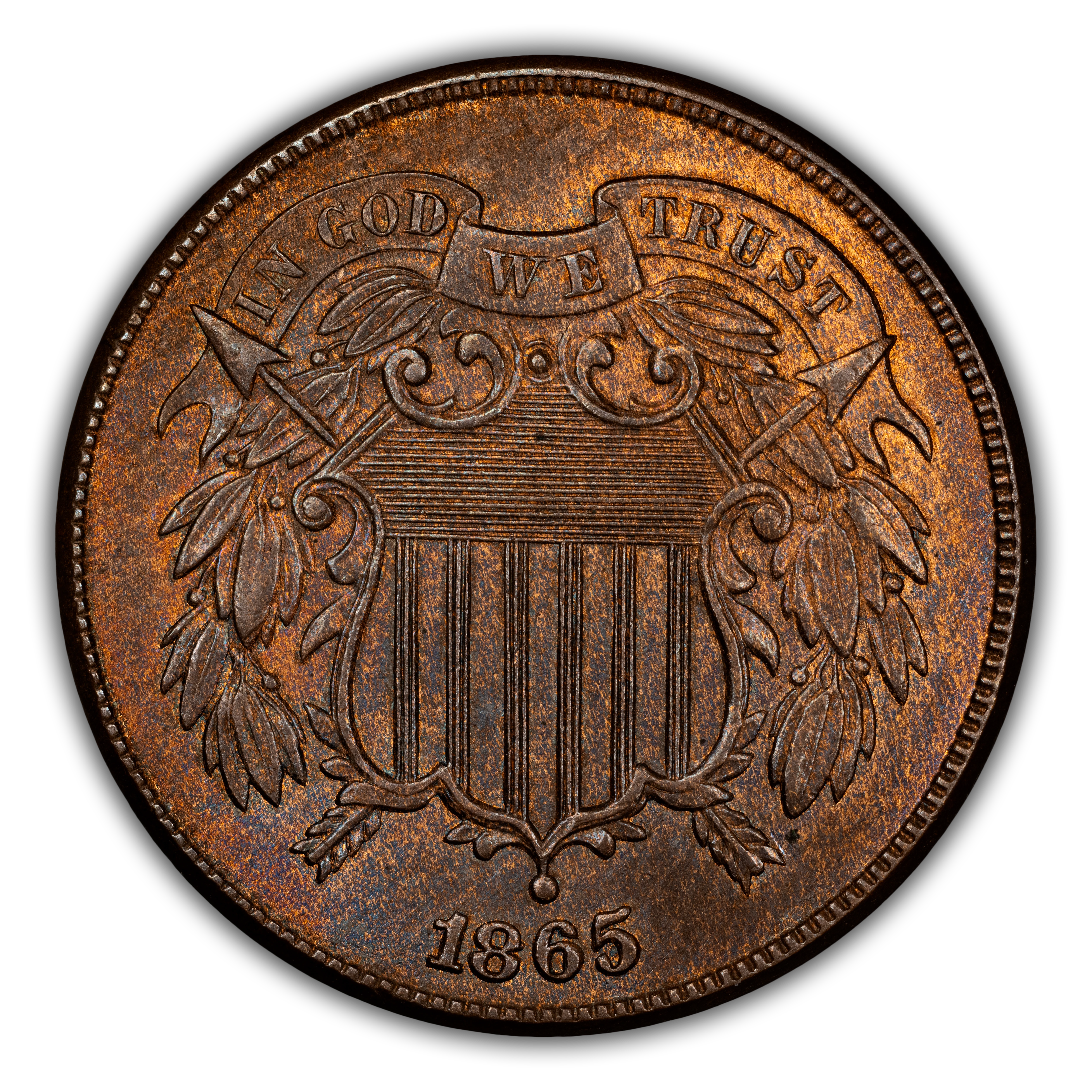 1865 2c Plain 5 MS BN