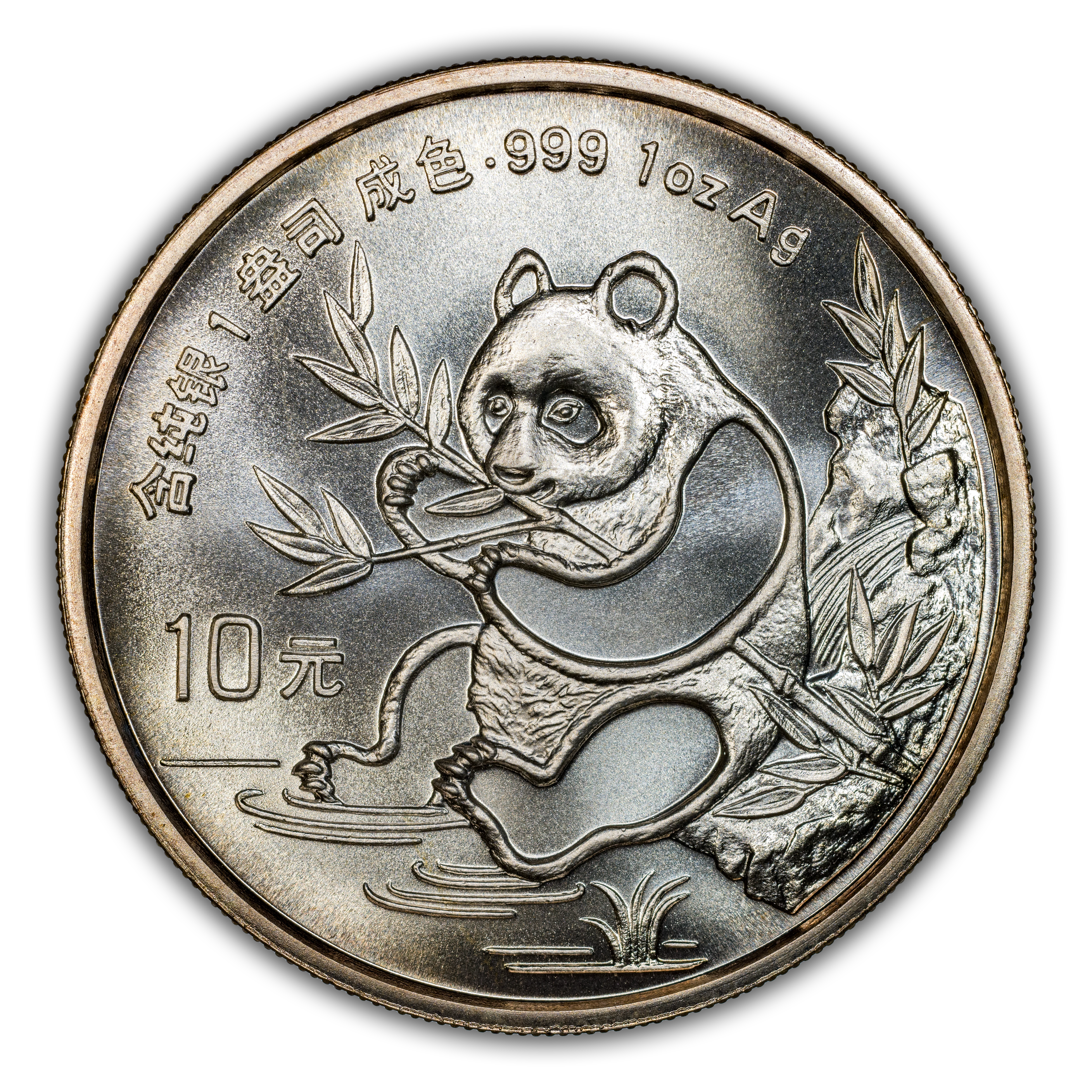 1991 S10Y Panda, 1oz Silver, Large Date MS