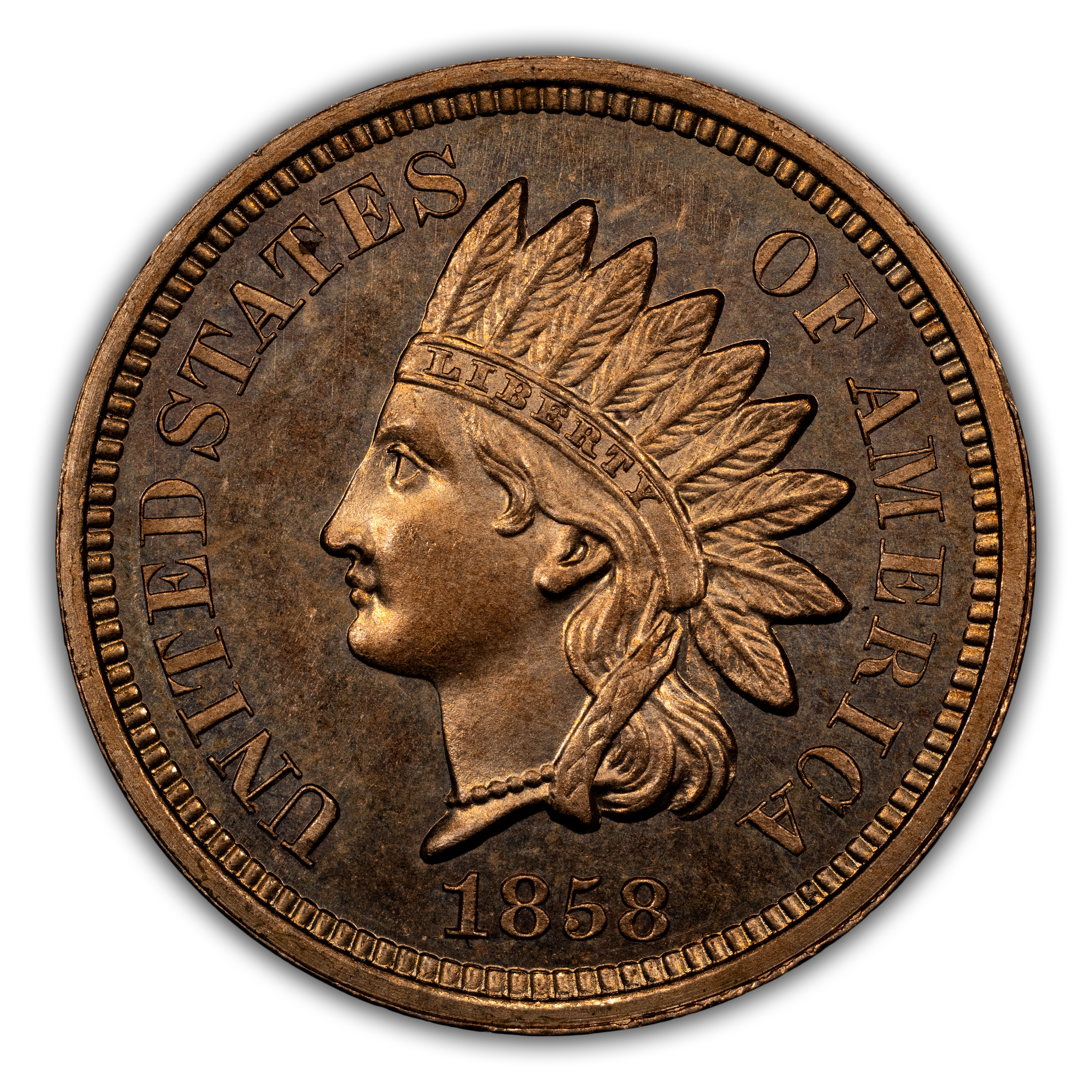1858 P1c Copper-Nickel, 5 Leaves, J-208 PR